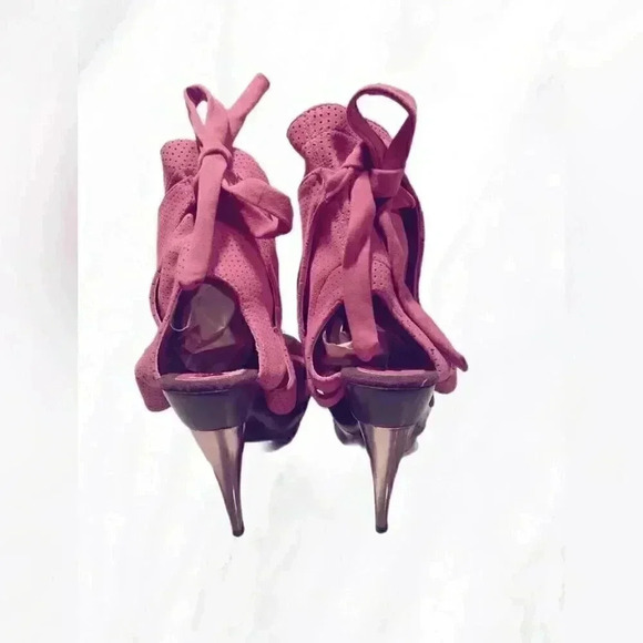 Browns suede pink perforated Work, Day to Night, Date Night leather heels 7 - Picture 3 of 4